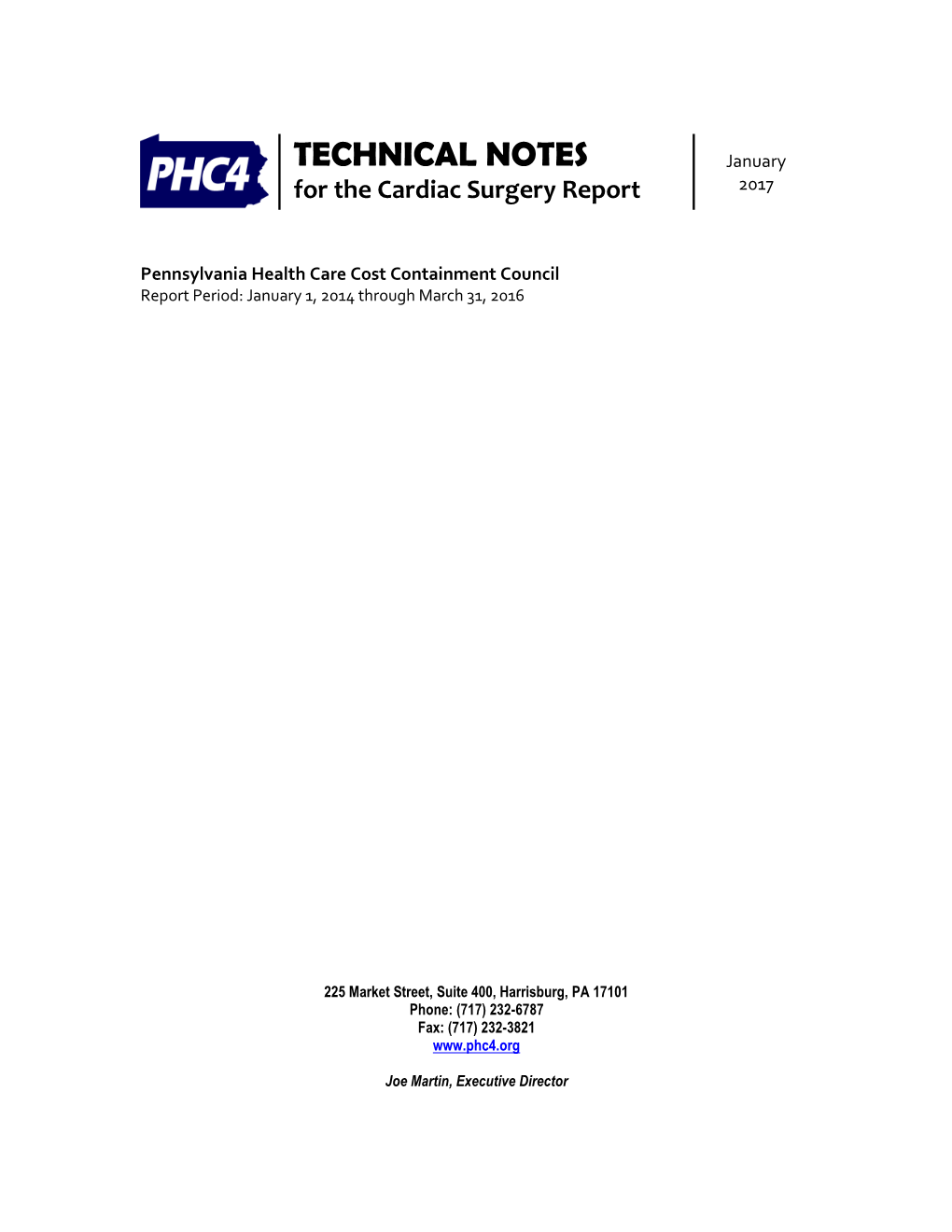 TECHNICAL NOTES January 2017 for the Cardiac Surgery Report