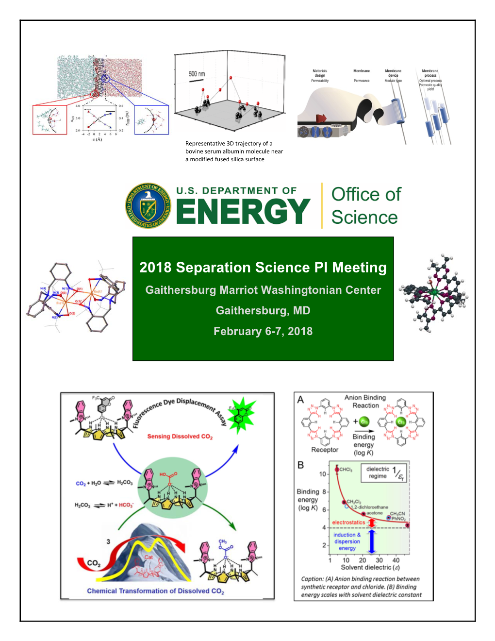 2018 Separation Science PI Meeting Gaithersburg Marriot Washingtonian Center Gaithersburg, MD February 6-7, 2018 Program and Abstracts for The