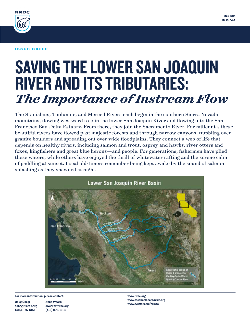 NRDC: Saving the Lower San Joaquin River and Its Tributaries