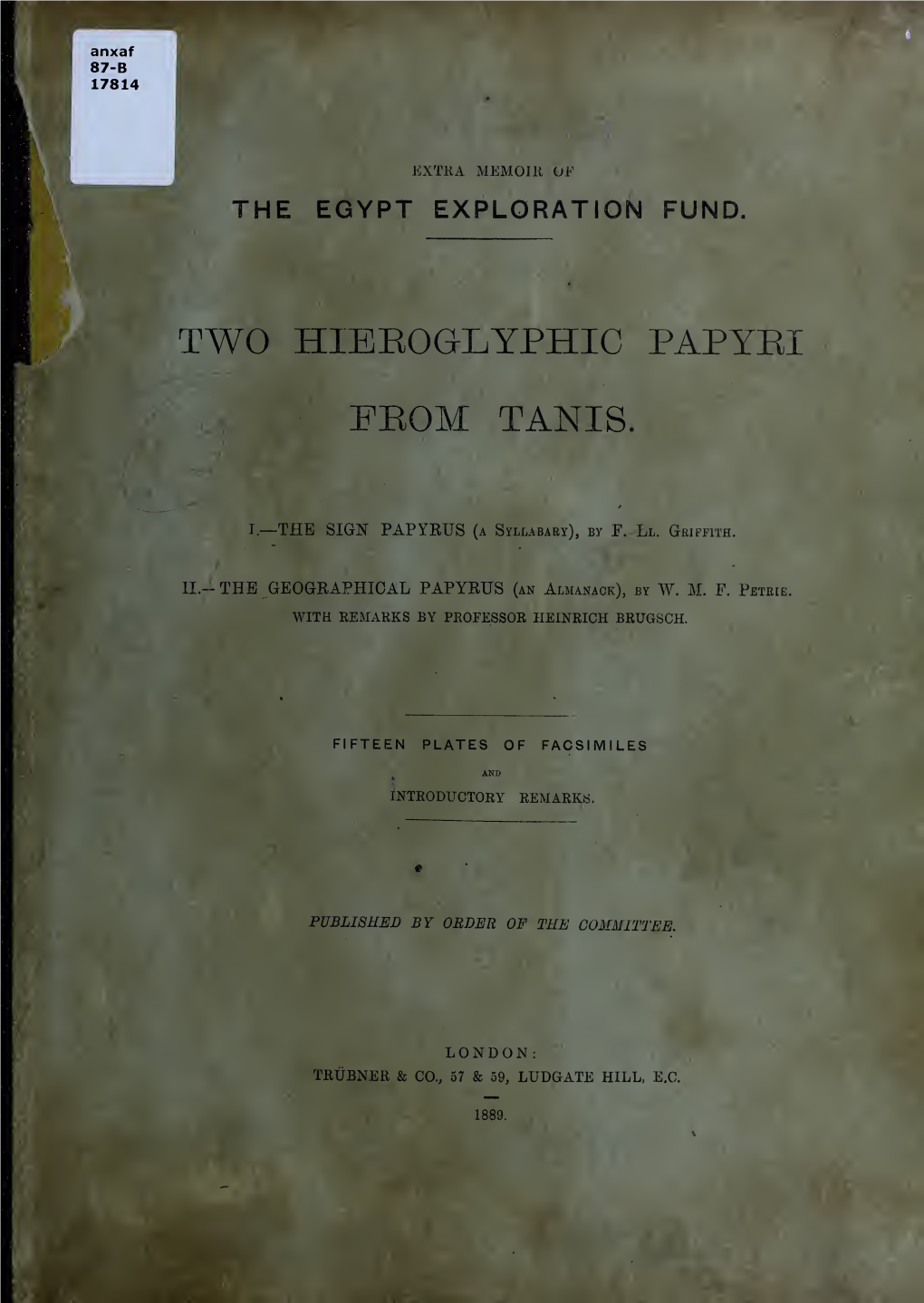 Two Hieroglyphic Papyri from Tanis