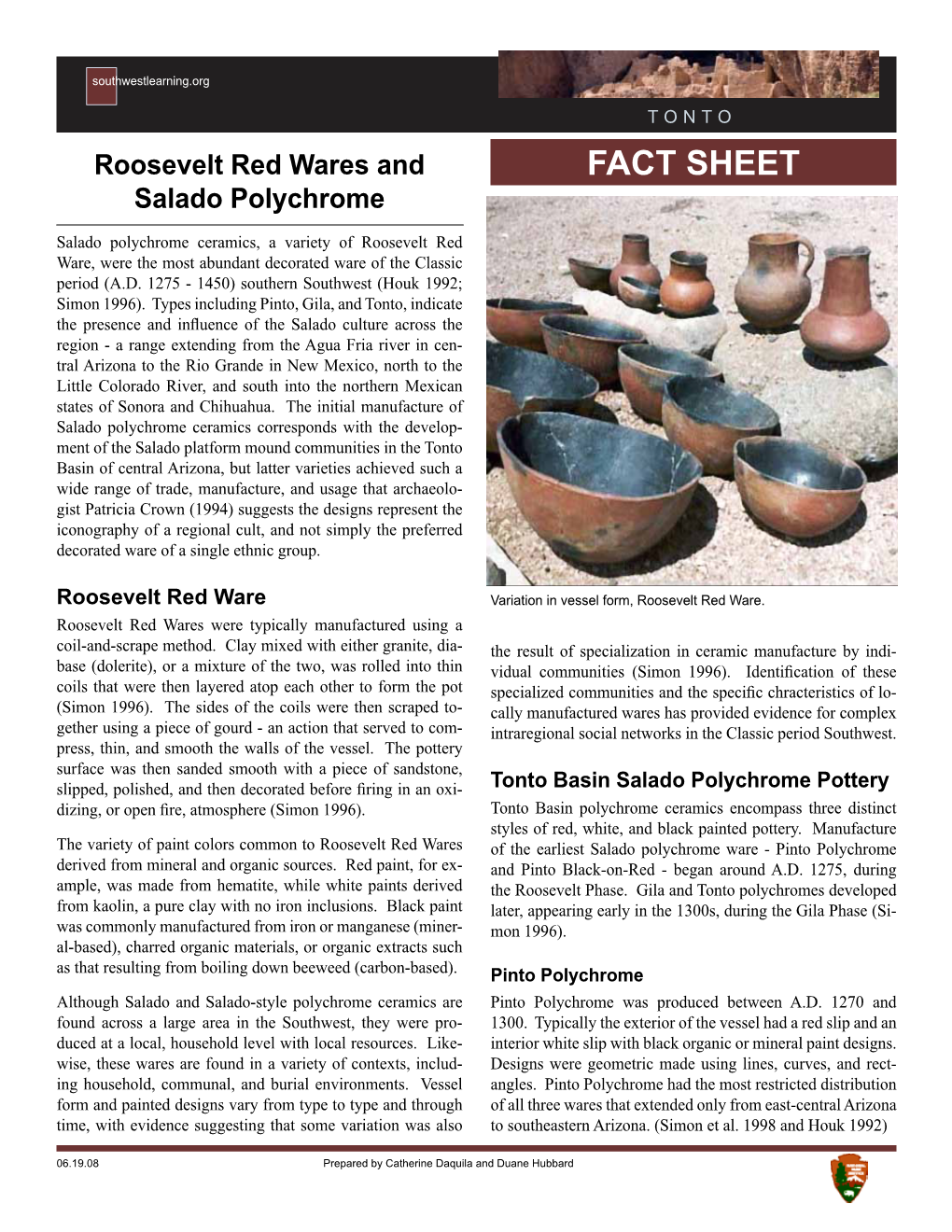 Roosevelt Red Wares and Salado Polychrome: Fact Sheet