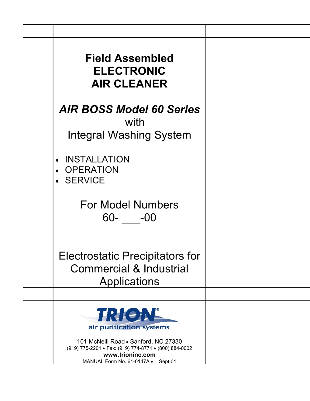 AIR BOSS Model 60 Series With