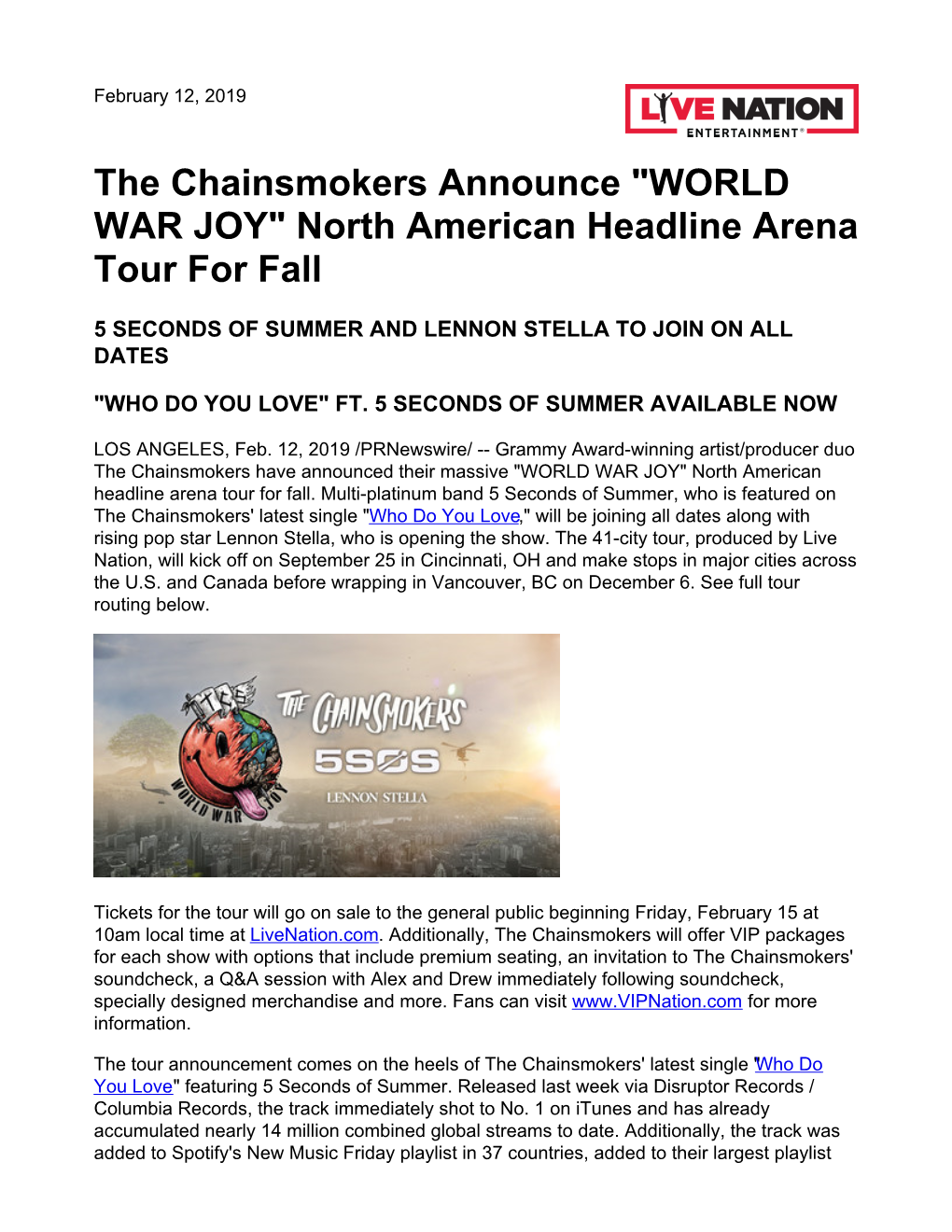 The Chainsmokers Announce 