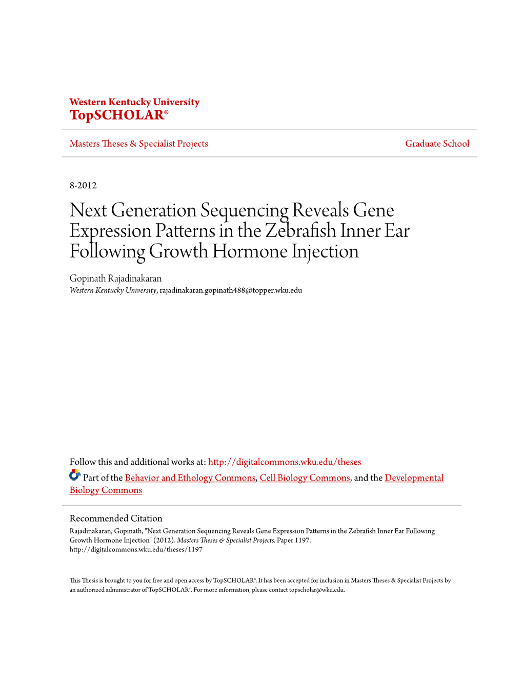 Next Generation Sequencing Reveals Gene Expression Patterns in The