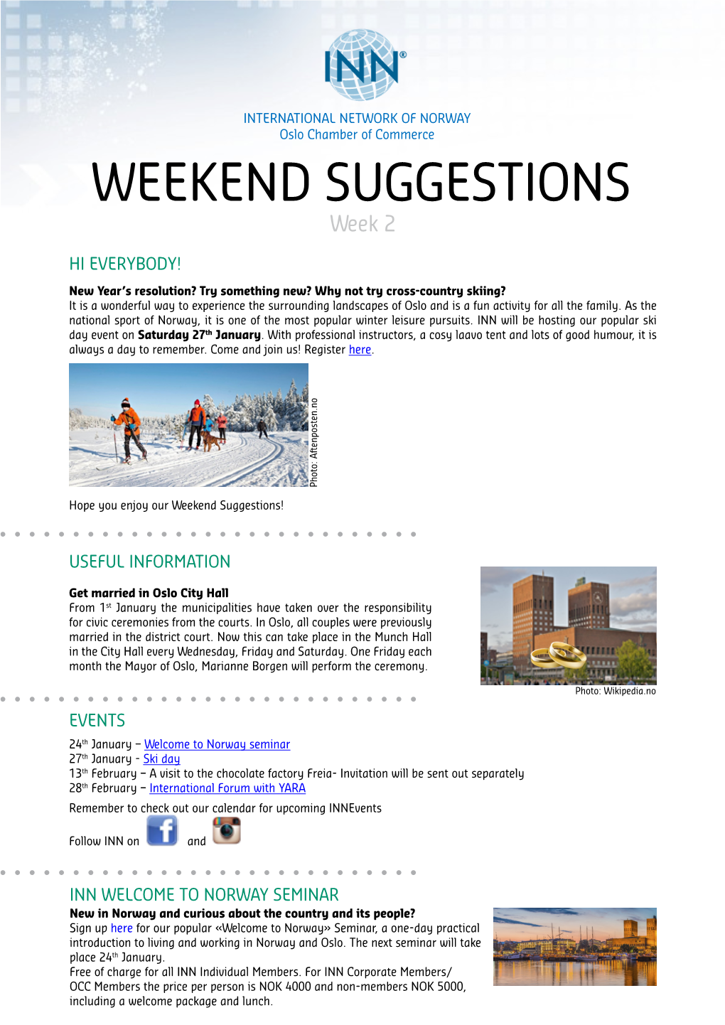 WEEKEND SUGGESTIONS Week 2