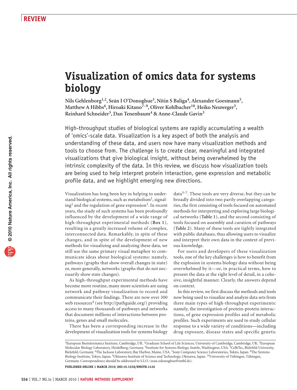 Visualization of Omics Data for Systems Biology