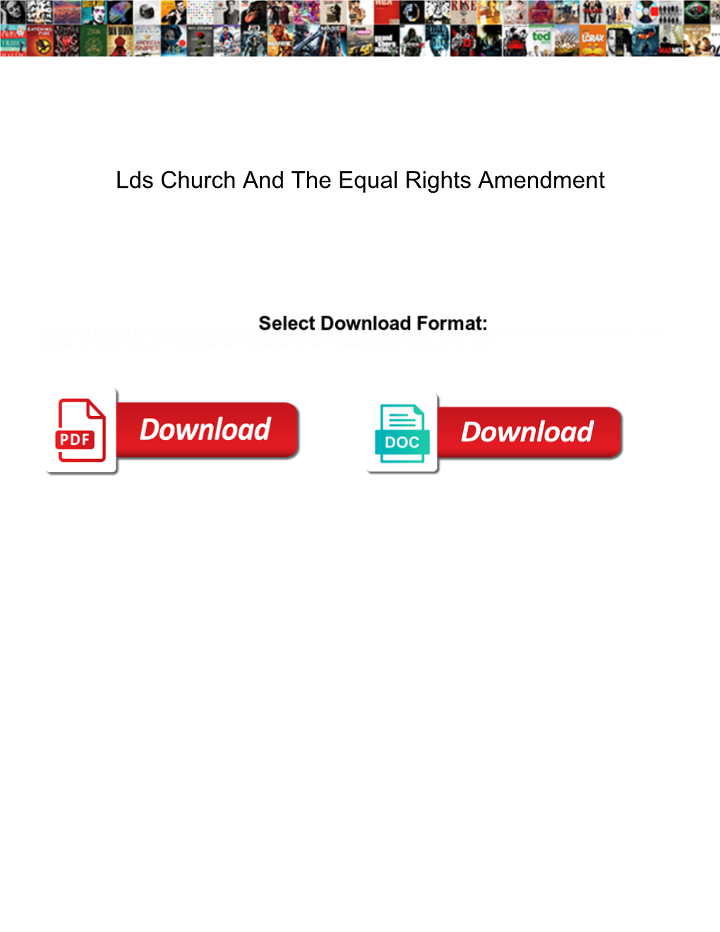 Lds Church and the Equal Rights Amendment