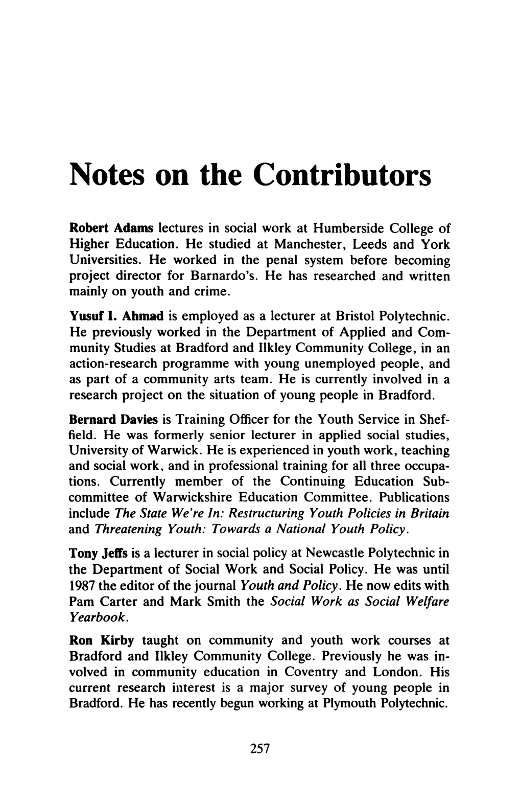 Notes on the Contributors