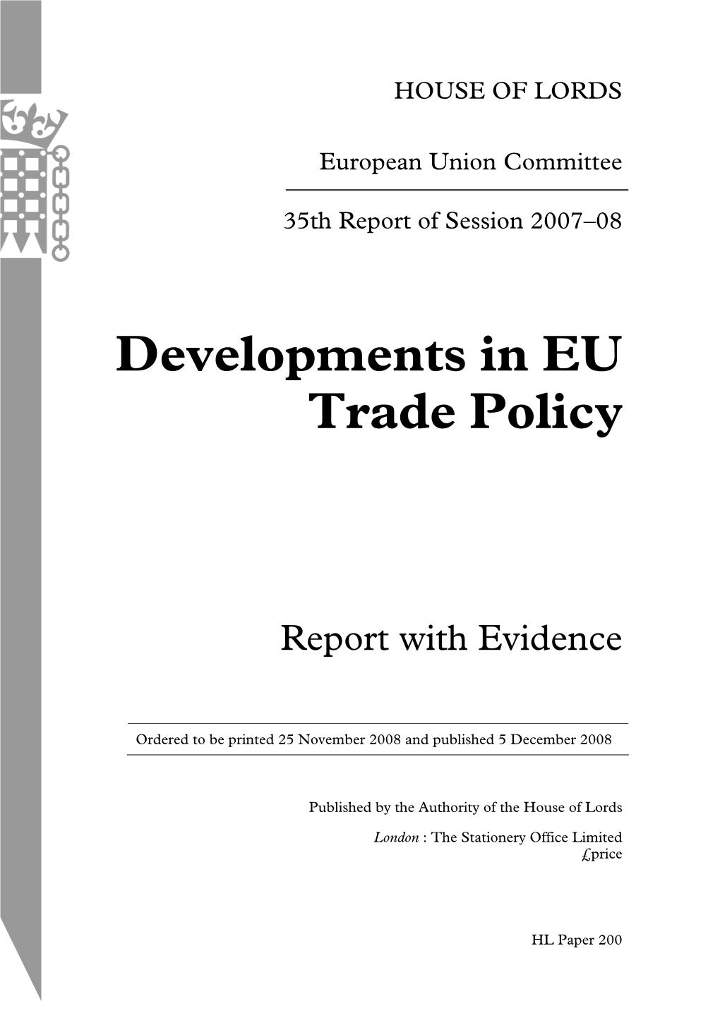 Developments in EU Trade Policy