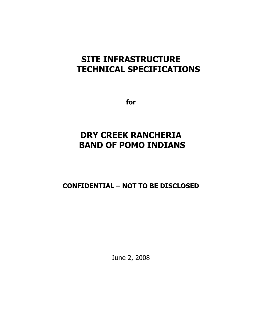 Site Infrastructure Technical Specifications