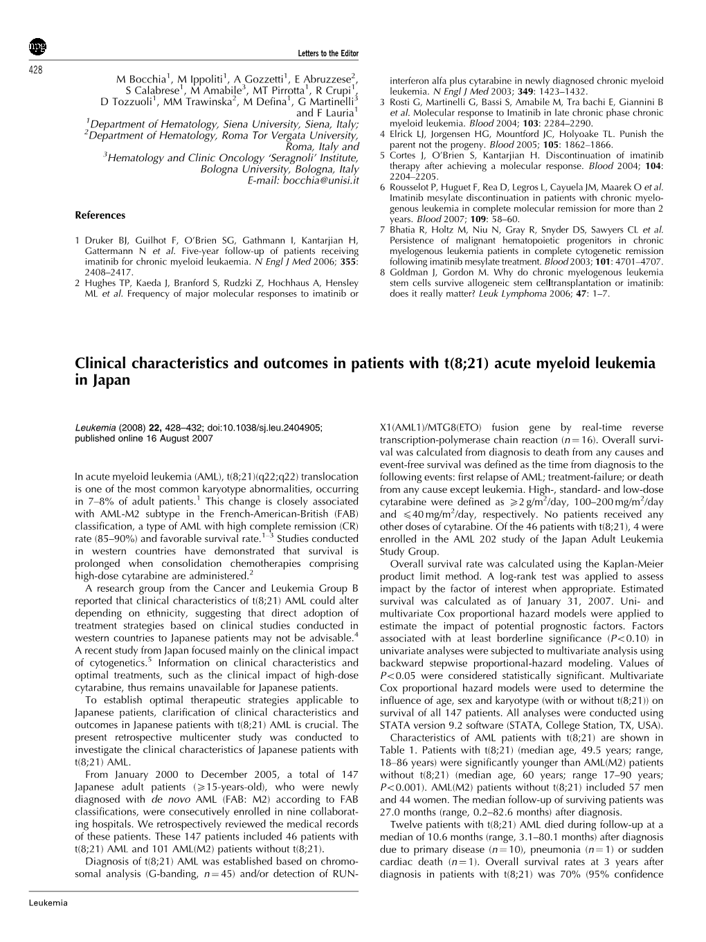 Acute Myeloid Leukemia in Japan