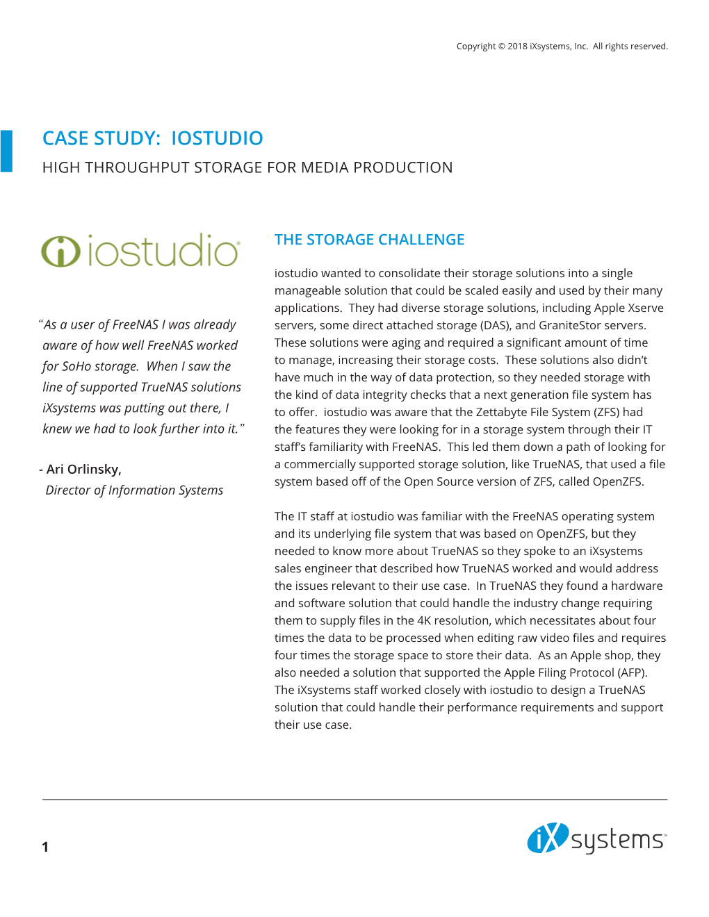 Case Study: Iostudio High Throughput Storage for Media Production