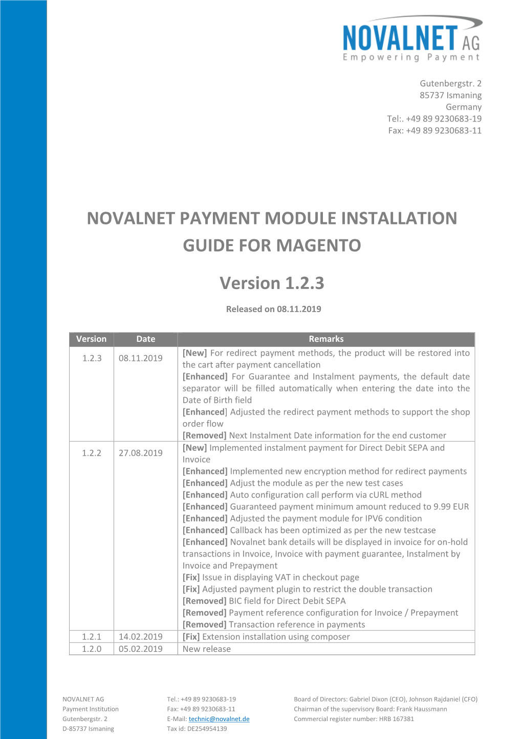 Novalnet Payment Module for Magento 2