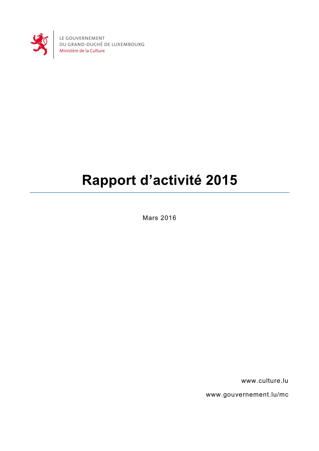 Rapport D'activité 2015