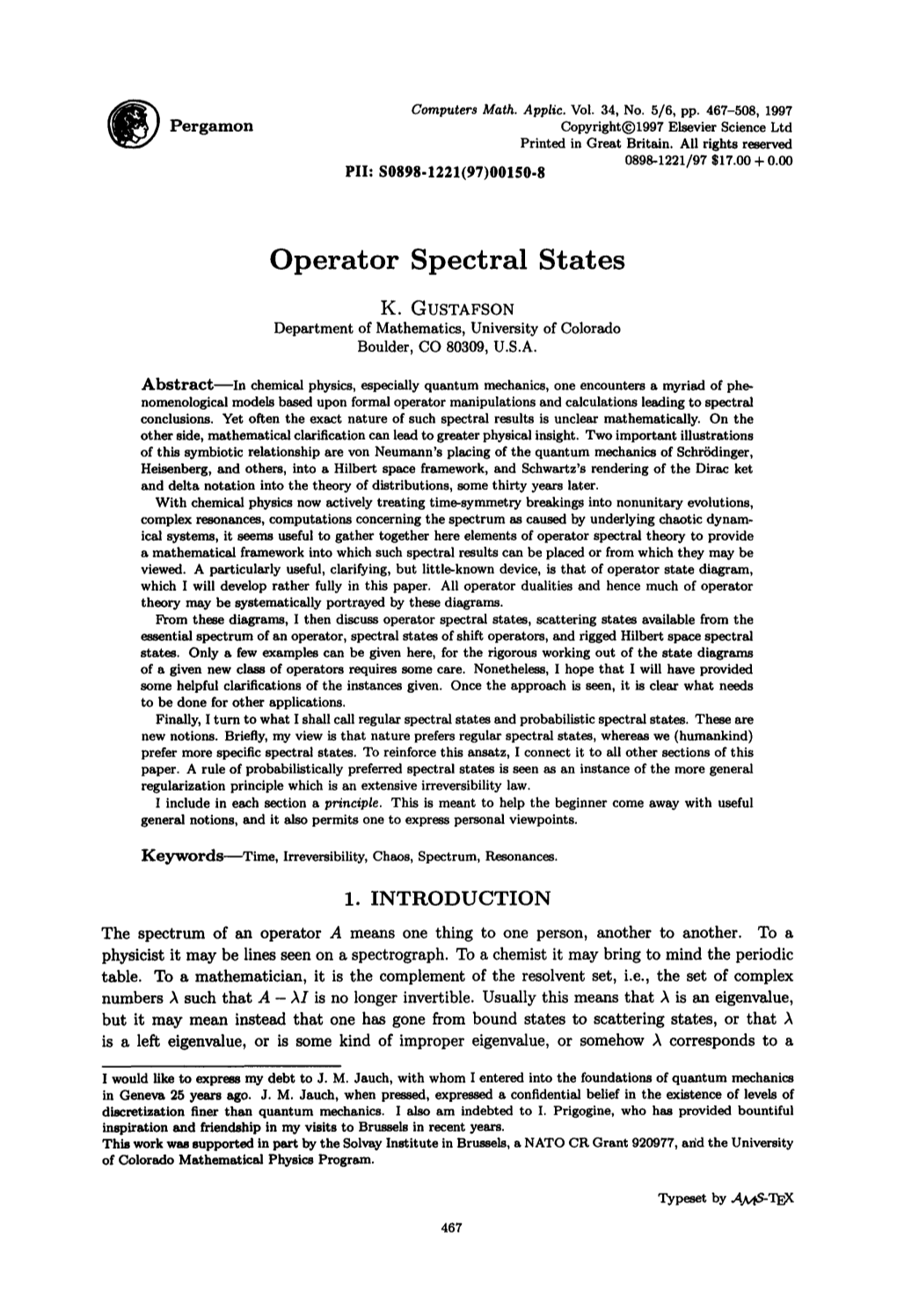 Operator Spectral States