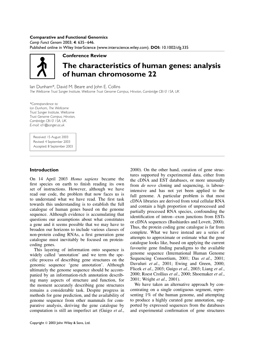 The Characteristics of Human Genes: Analysis of Human Chromosome 22