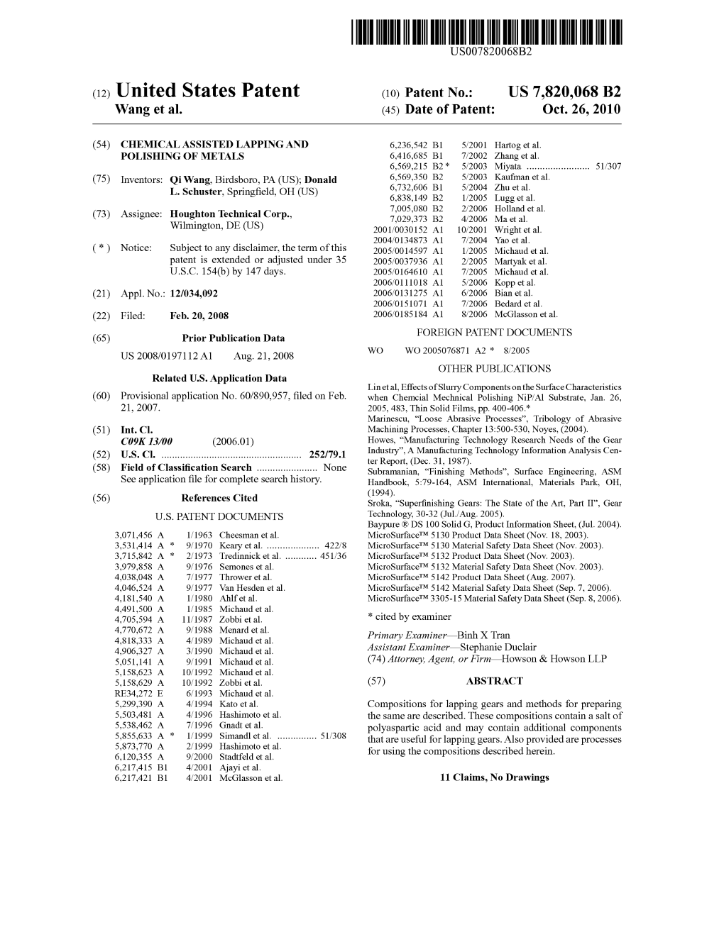 (12) United States Patent (10) Patent No.: US 7820,068 B2