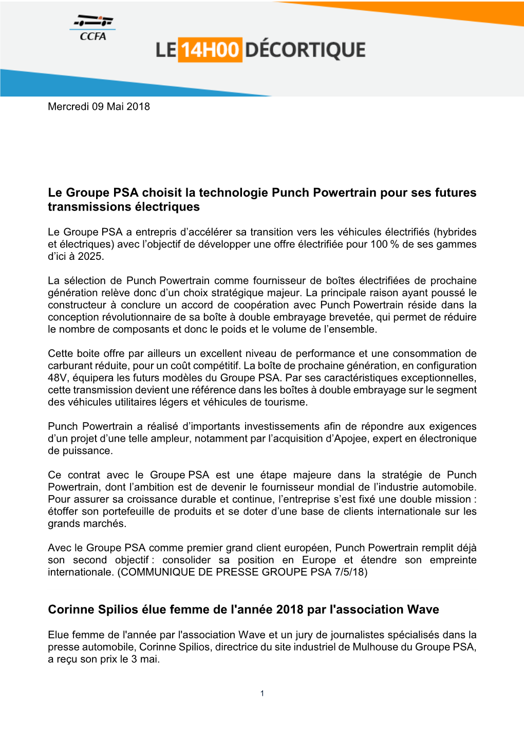 Le Groupe PSA Choisit La Technologie Punch Powertrain Pour Ses Futures Transmissions Électriques