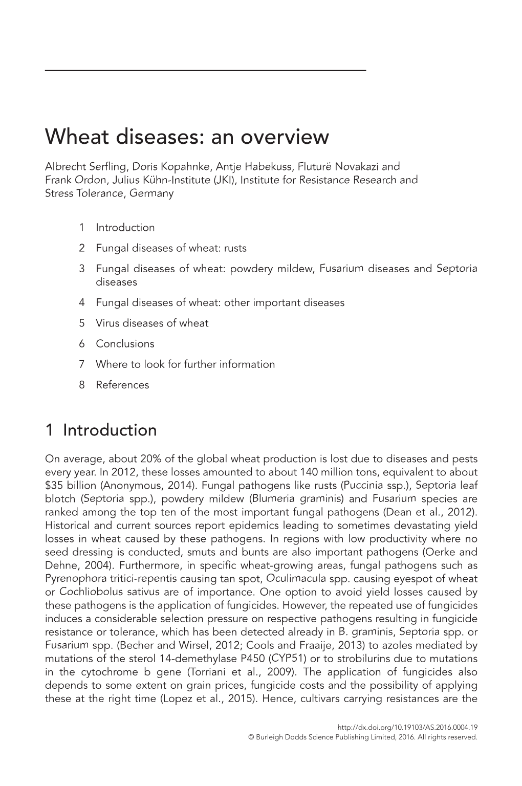 Wheat Diseases: an Overview