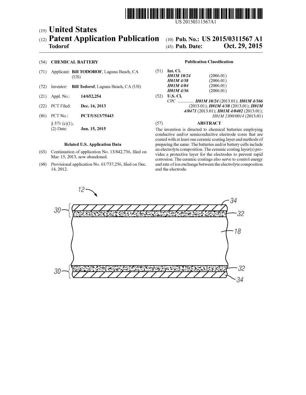 (12) Patent Application Publication (10) Pub. No.: US 2015/0311567 A1 Todorof (43) Pub