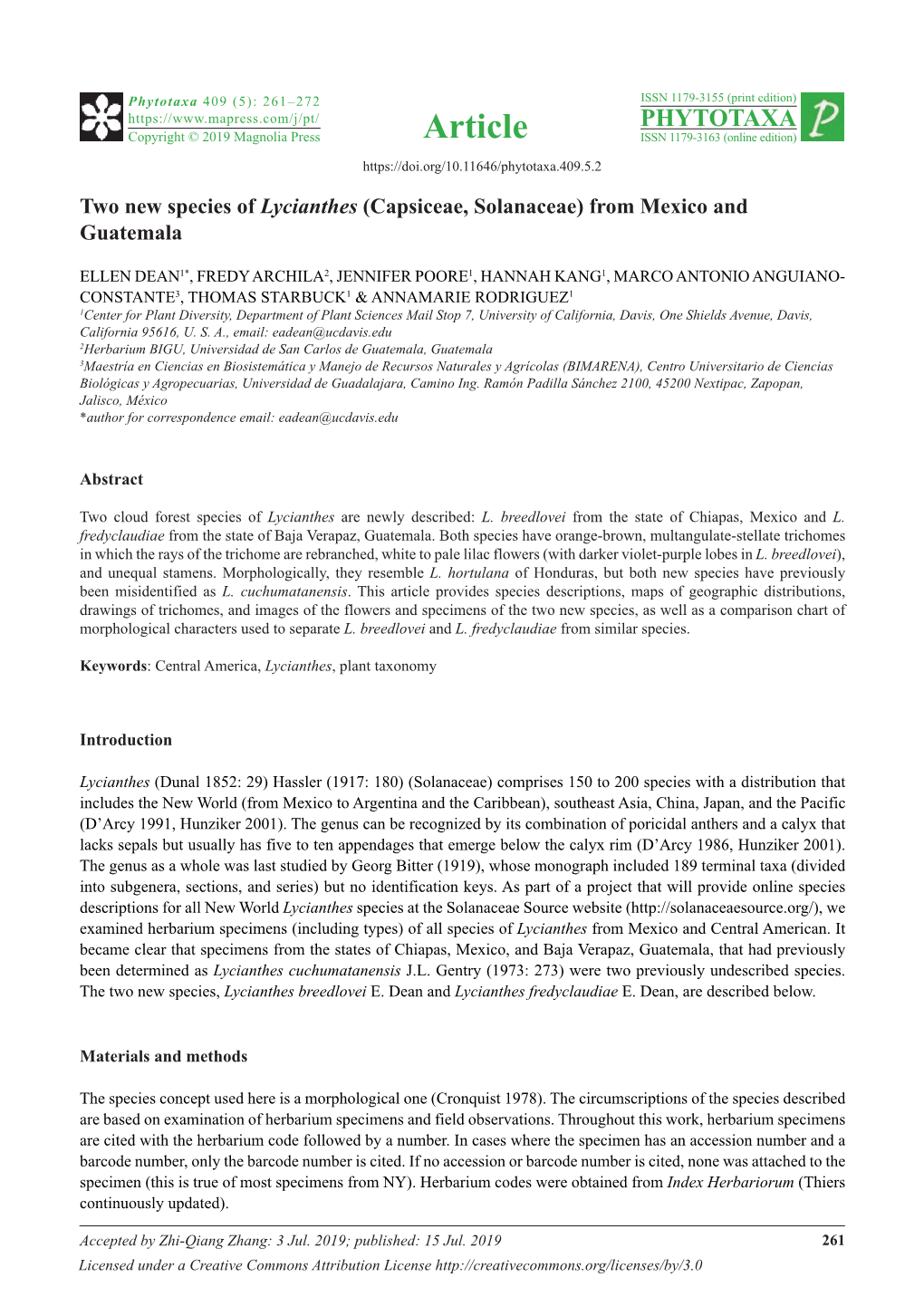 Two New Species of Lycianthes (Capsiceae, Solanaceae) from Mexico and Guatemala