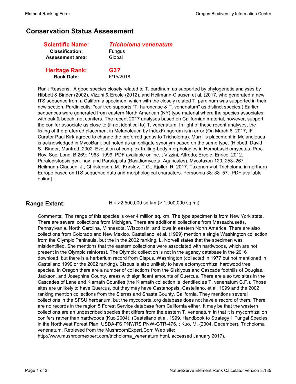 Conservation Status Assessment