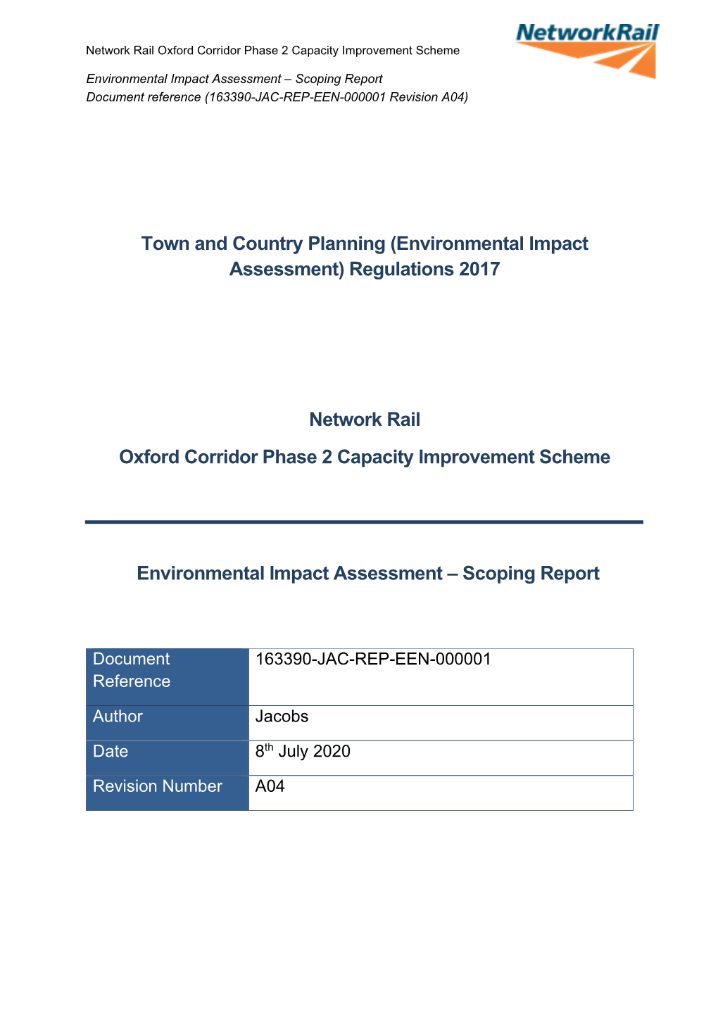 Environmental Impact Assessment – Scoping Report Document Reference (163390-JAC-REP-EEN-000001 Revision A04)