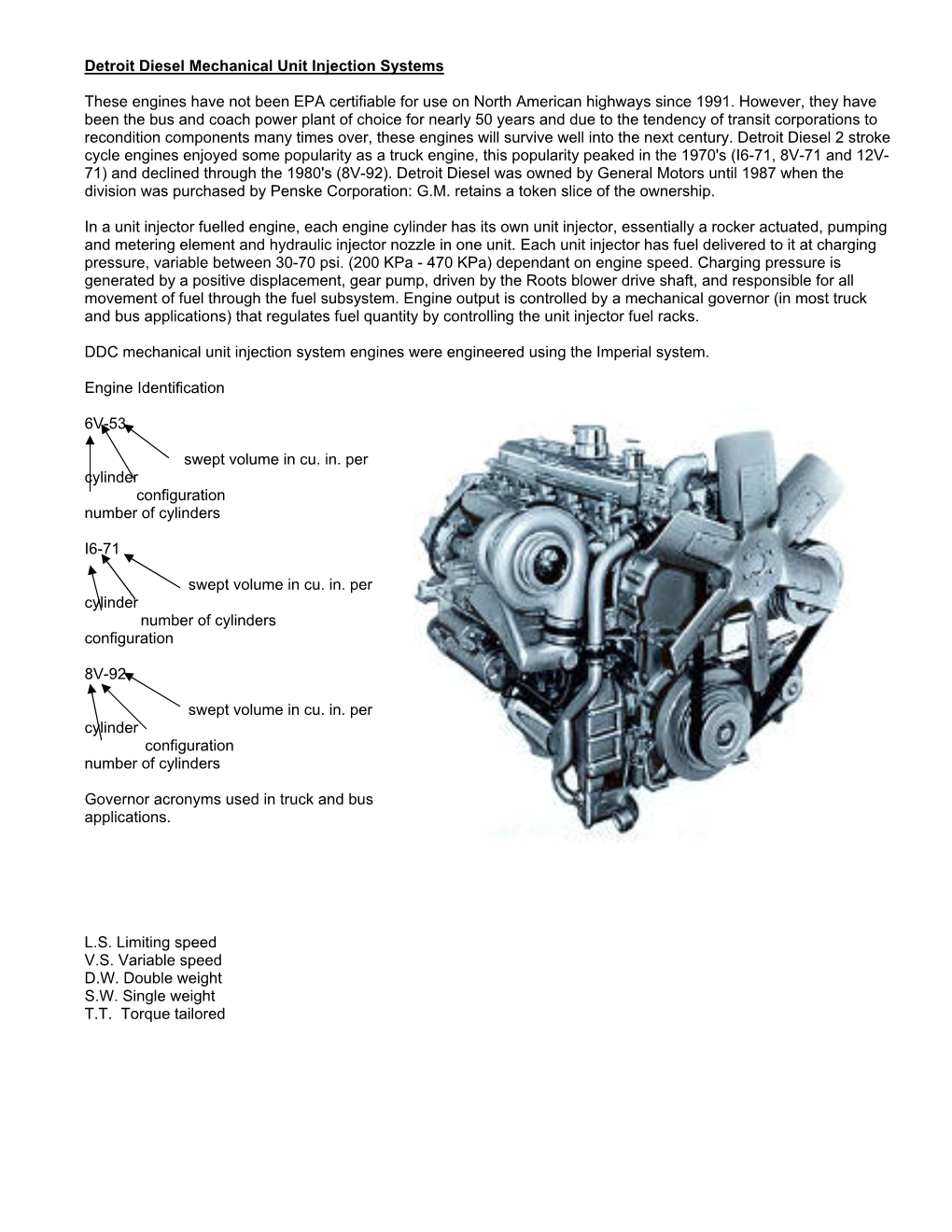 Detroit Diesel Mechanical Unit Injection Systems