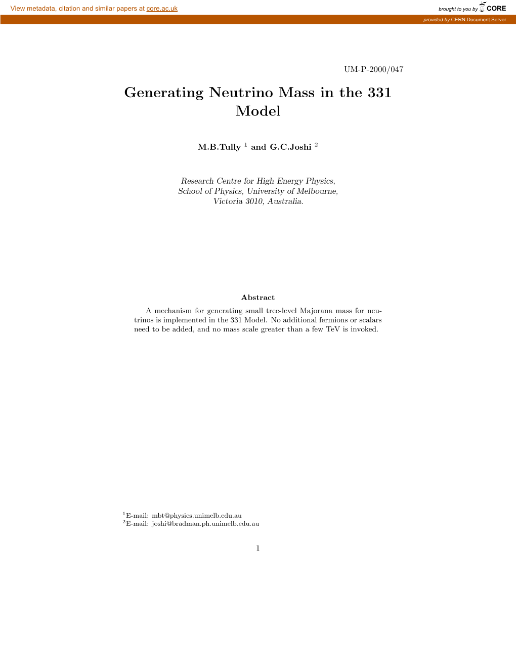 Generating Neutrino Mass in the 331 Model
