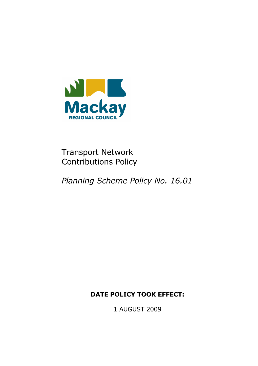 Transport Network Contributions Policy