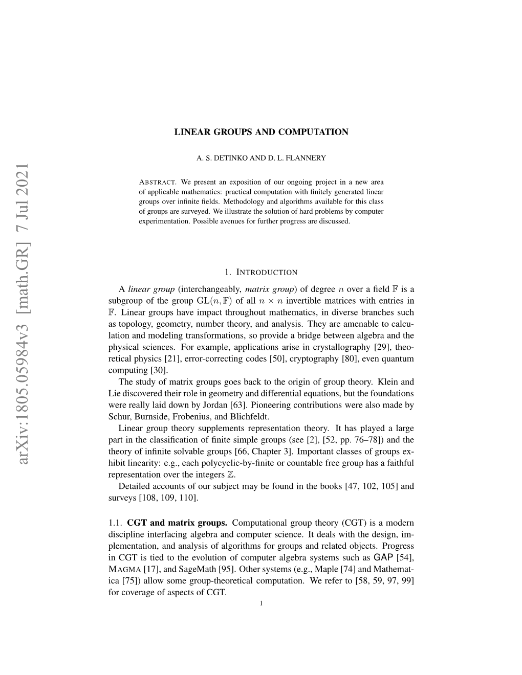 Arxiv:1805.05984V3 [Math.GR] 7 Jul 2021 Ugopo H Group the of Subgroup F Eia Hsc 2] Ro-Orcigcds[0,Crypto [30]