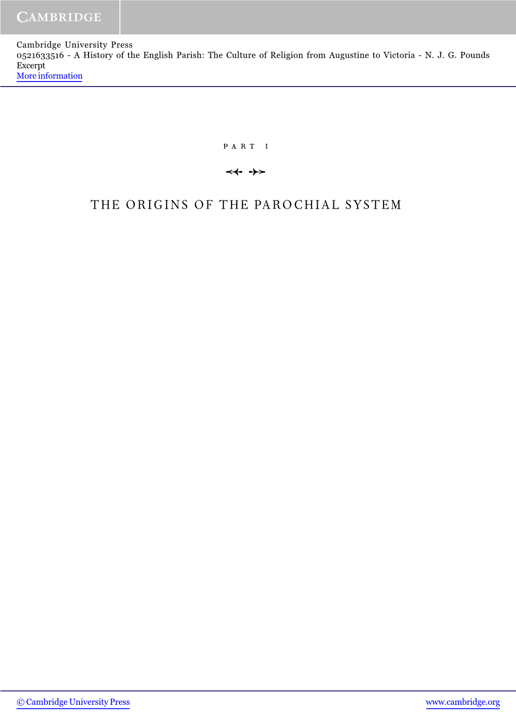 The Origins of the Parochial System