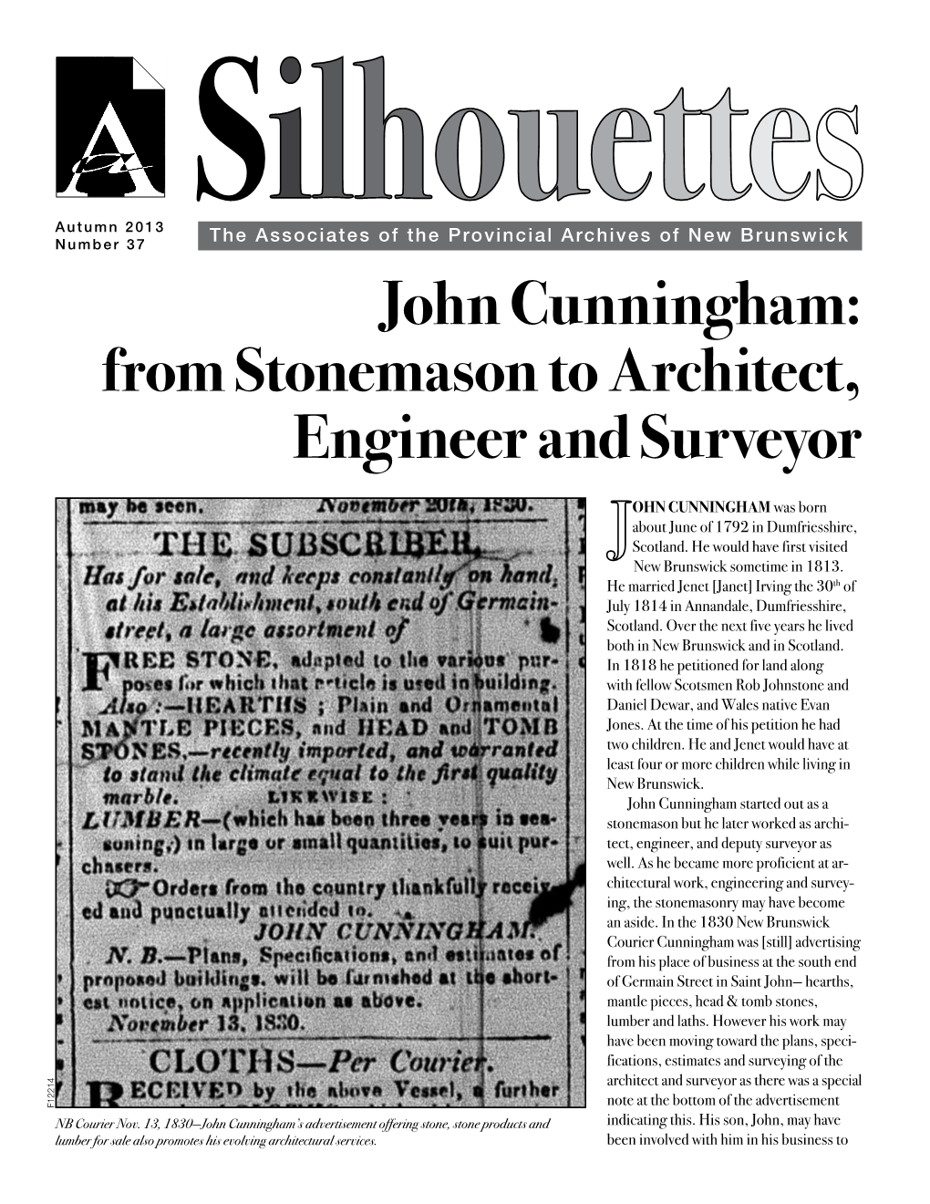 John Cunningham: from Stonemason to Architect, Engineer and Surveyor