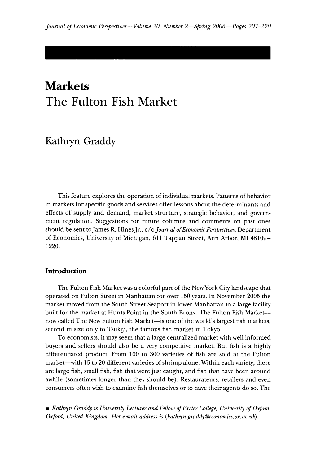 Markets: the Fulton Fish Market