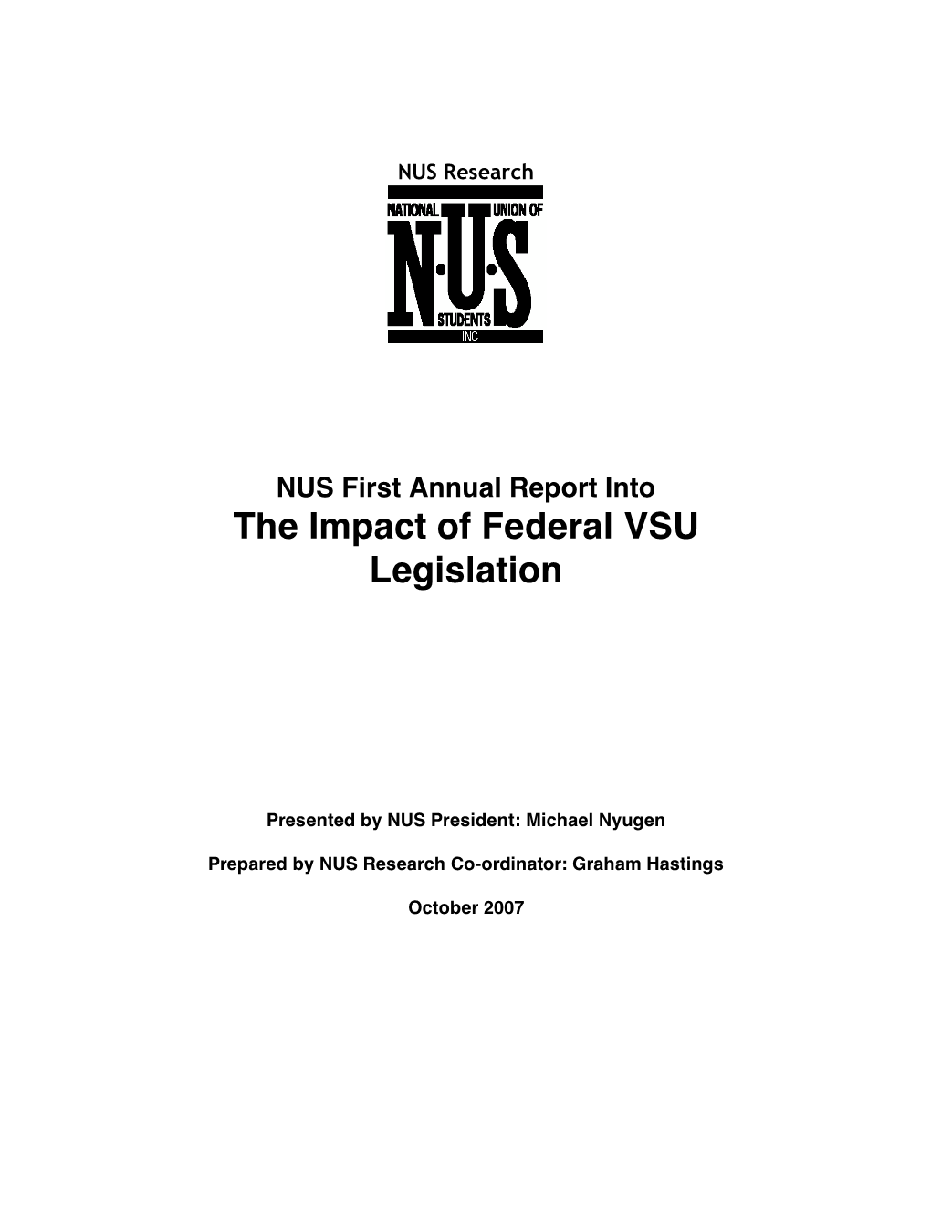 The Impact of Federal VSU Legislation