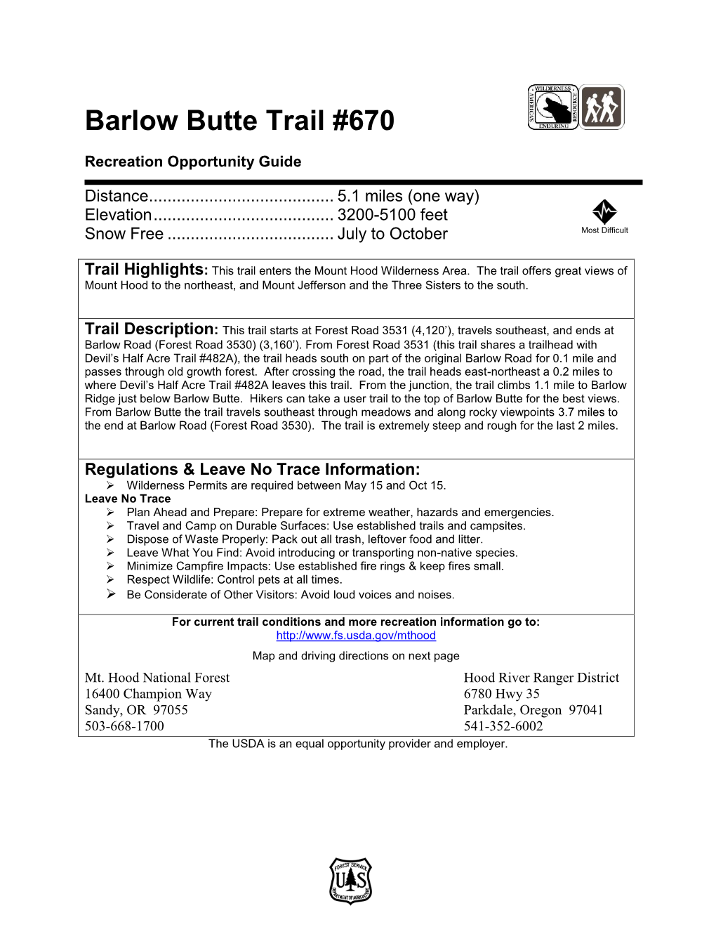 Barlow Butte Trail #670