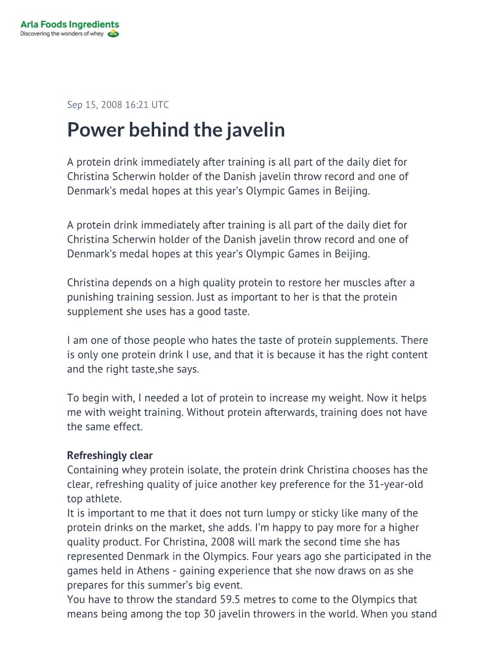 Power Behind the Javelin