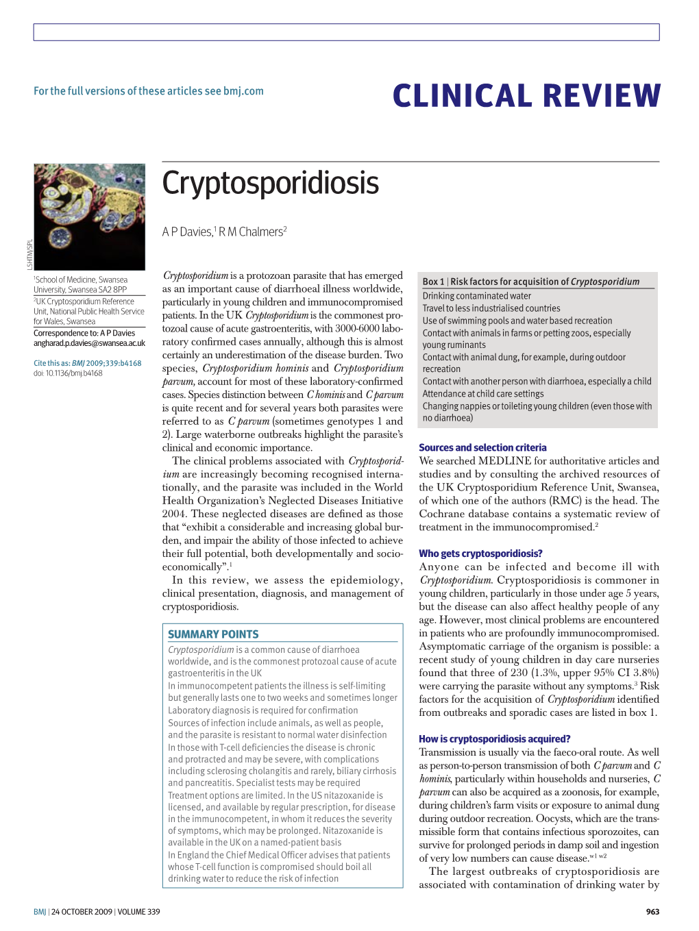 Clinical Review Cryptosporidiosis
