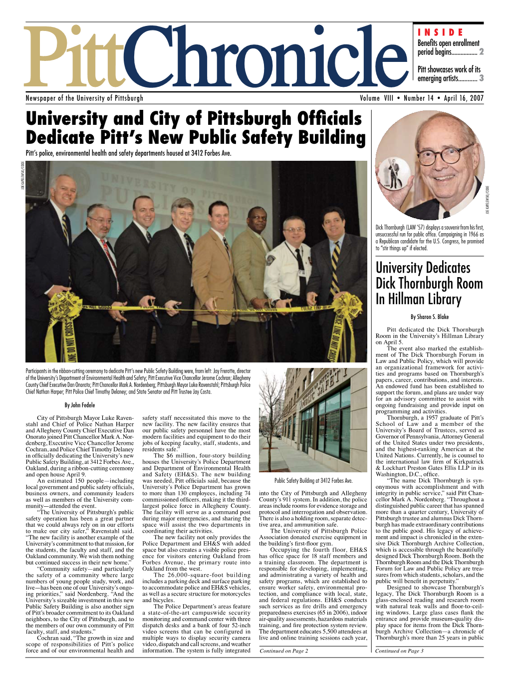 University and City of Pittsburgh Officials Dedicate Pitt's New Public