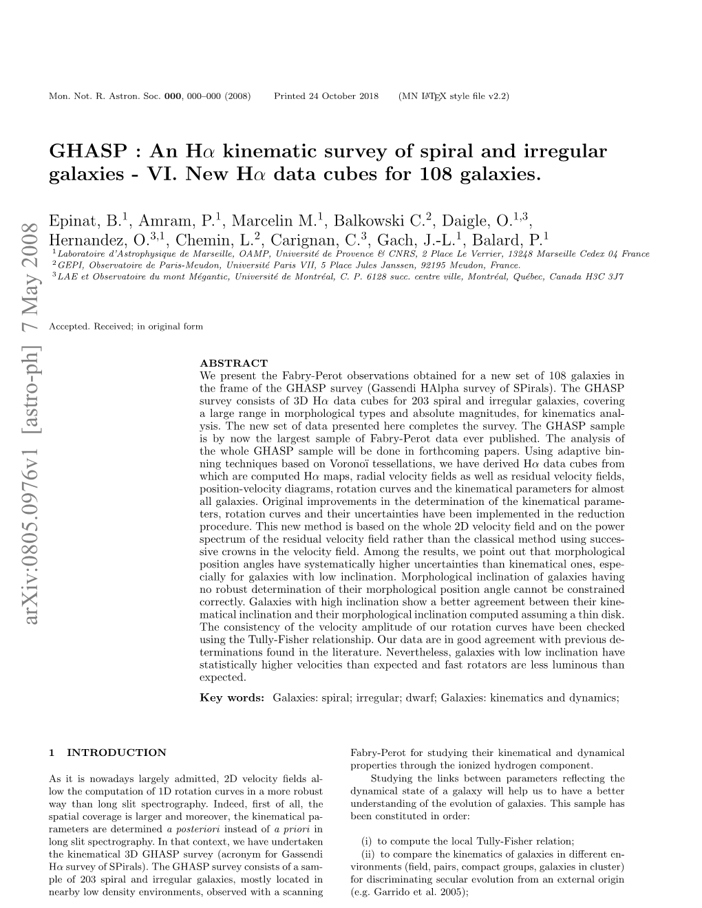 GHASP: an Halpha Kinematic Survey of Spiral and Irregular Galaxies-VI