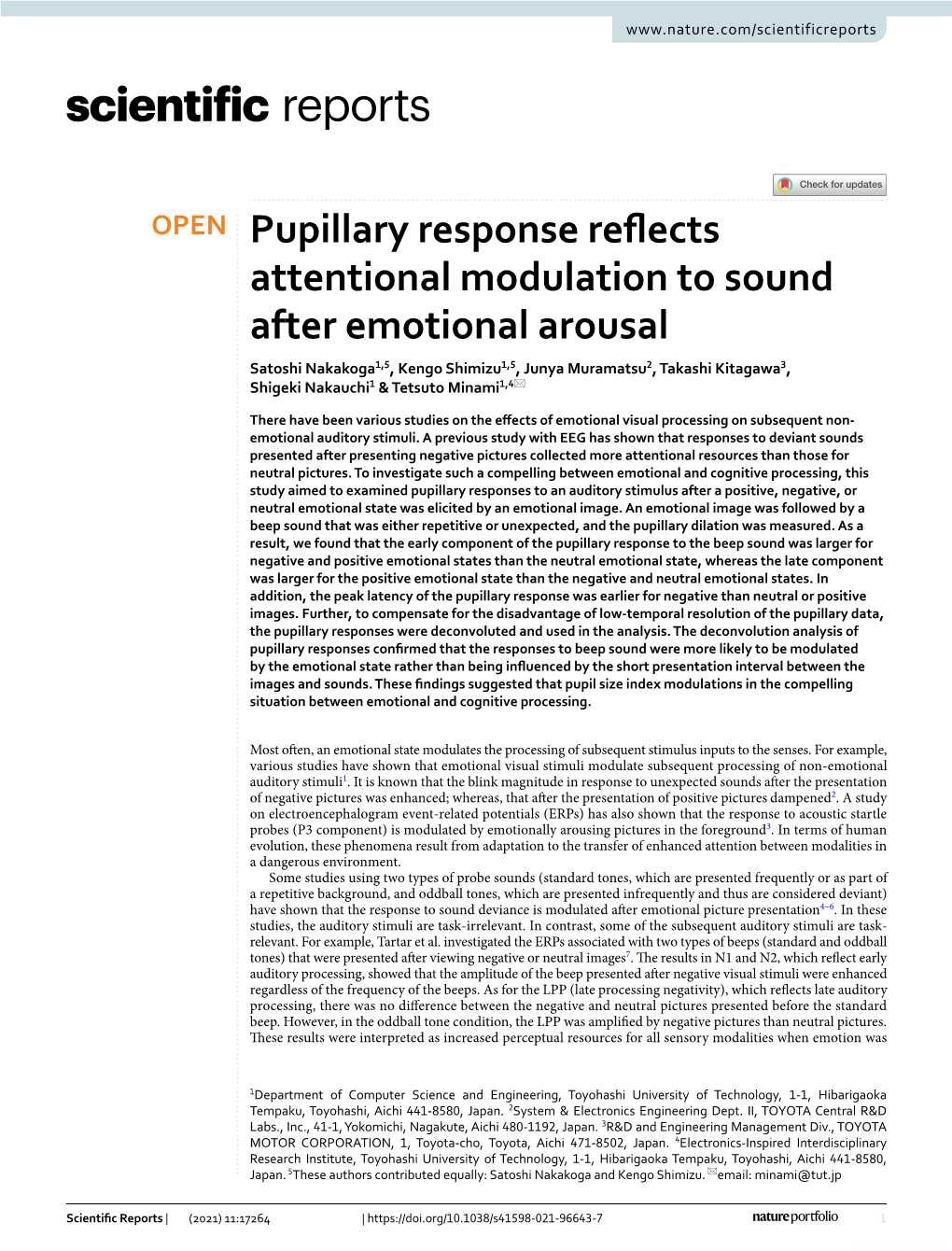 Pupillary Response Reflects Attentional Modulation to Sound After Emotional