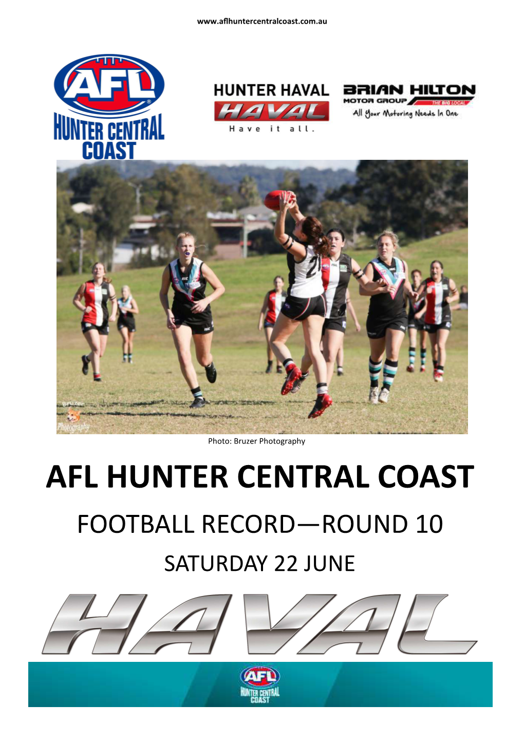 Afl Hunter Central Coast Football Record—Round 10 Saturday 22 June