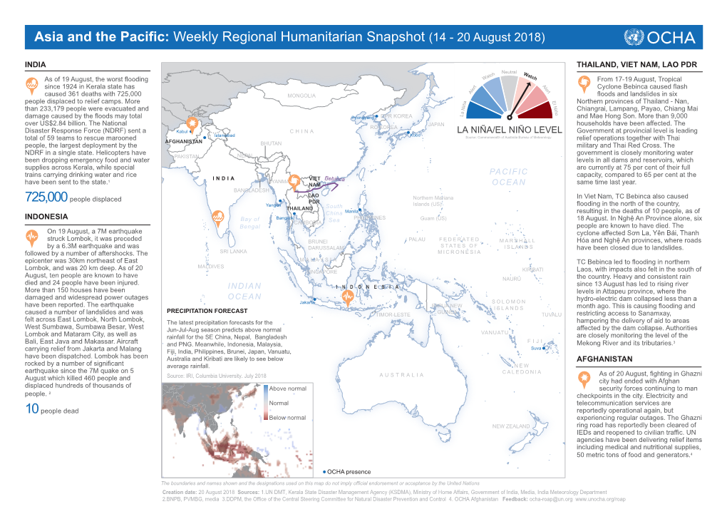 Weekly Regional Humanitarian Snapshot (14 - 20 August 2018)