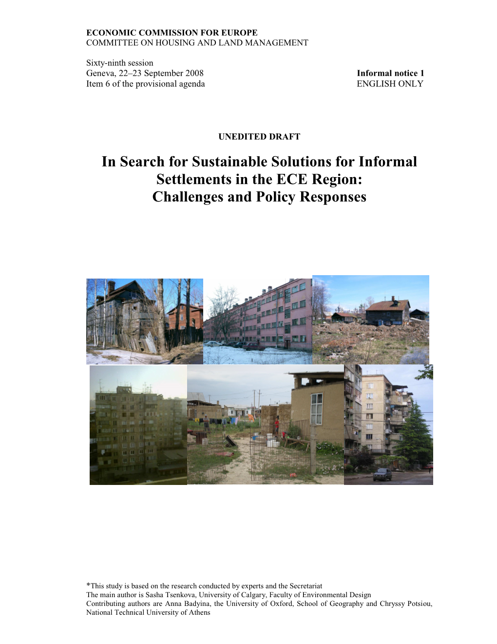 Report on Informal Settlements in the ECE Region Final, 15.09.08