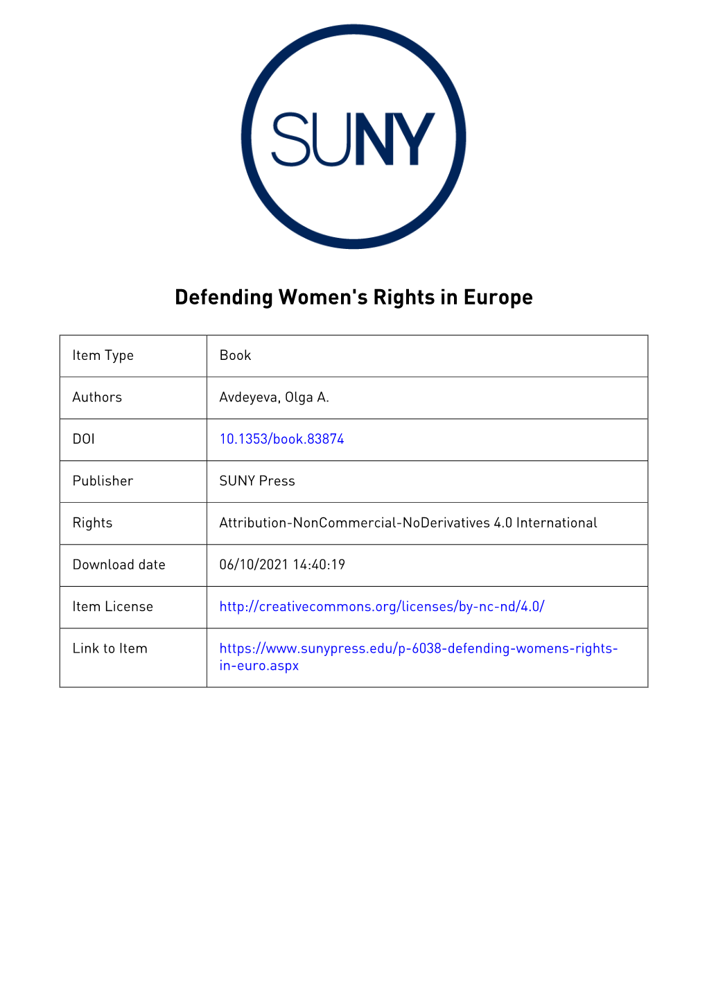 Defending Women's Rights in Europe