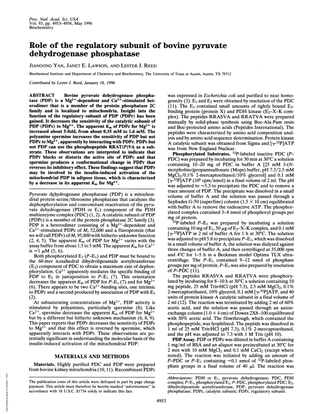 Dehydrogenase Phosphatase JIANGONG YAN, JANET E