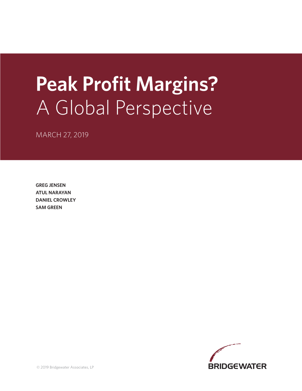 Peak Profit Margins? a Global Perspective