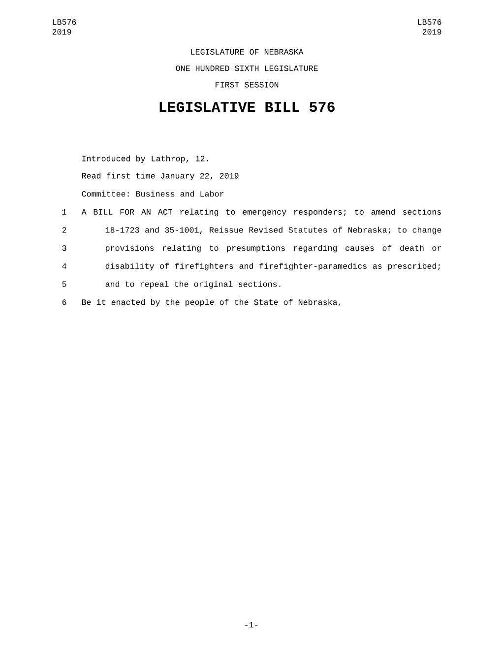 Legislative Bill 576