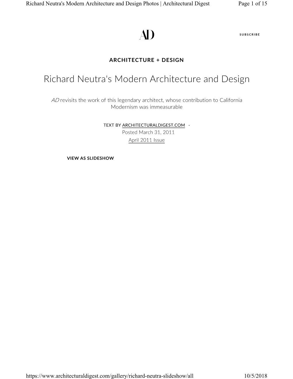 Richard Neutra's Modern Architecture and Design Photos | Architectural Digest Page 1 of 15