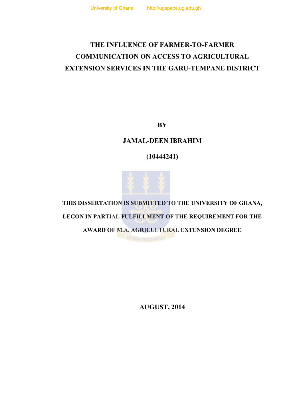 Livelihoods of Farmers Supplying Cassava Roots to Amasa